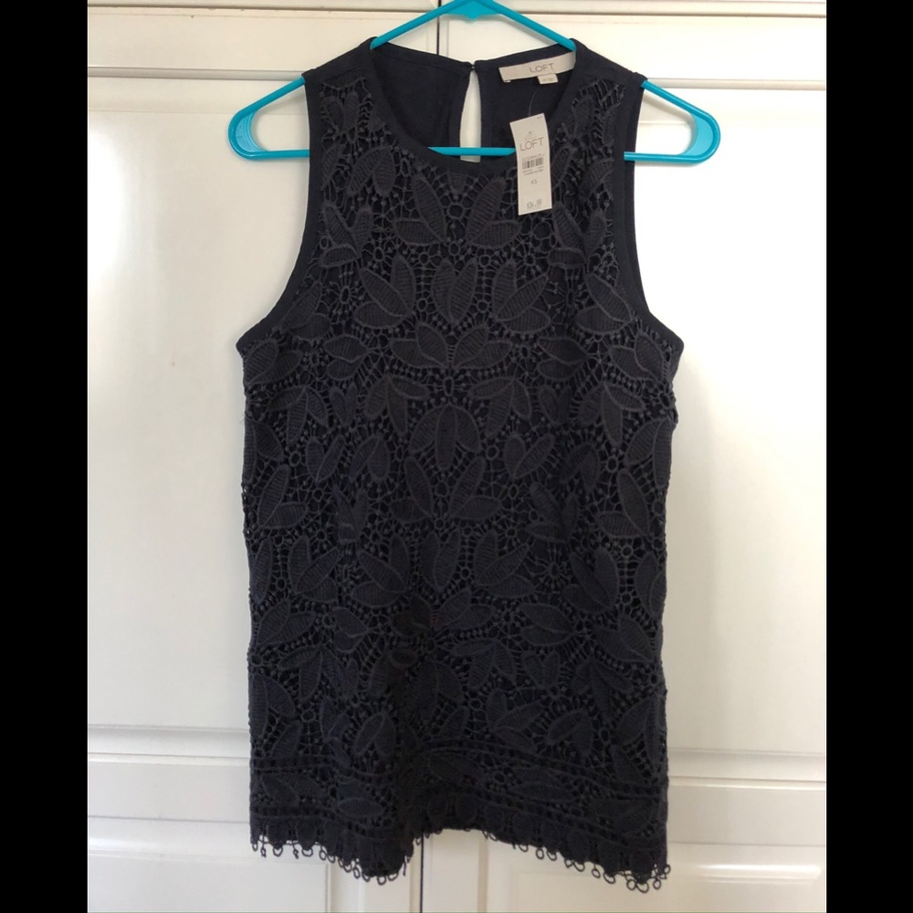 LOFT Navy Lace Tank BNWT